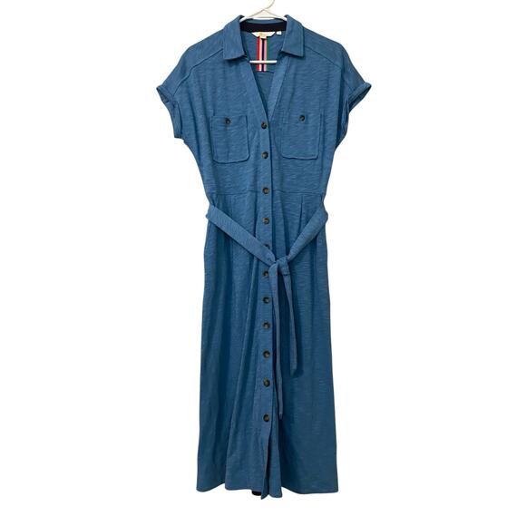 Boden Thomasina Jersey Midi Shirt Dress 6R 100% Cotton Collared Preppy Cottage - Picture 5 of 13